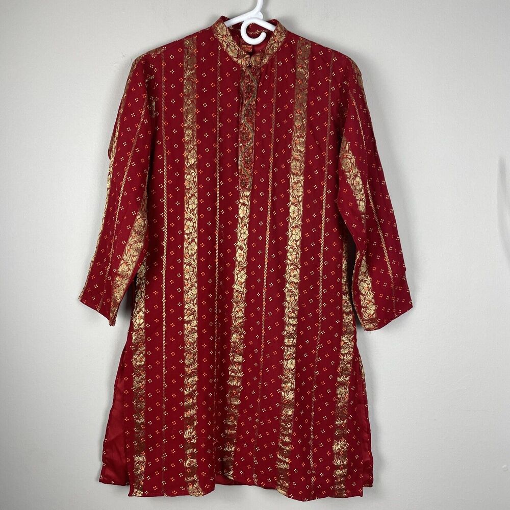 ethni'ks neu-ron Size 10 Kids Red Kurta Half Way Buttons Side Pockets Side Slits